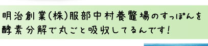 明治創業(株)服部中村養鼈場のすっぽんを酵素分解で丸ごと吸収してるんです！